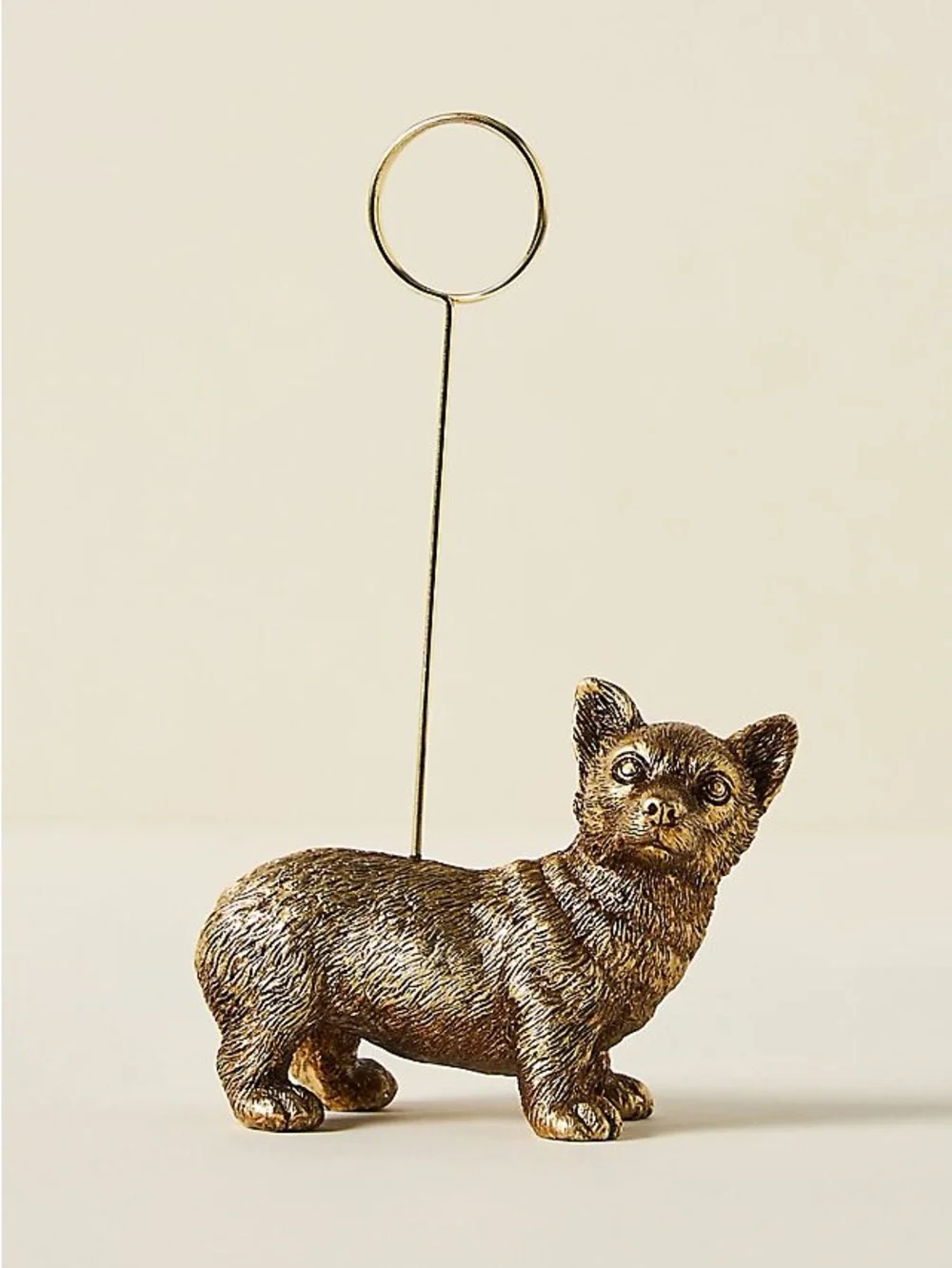 Anthropologie Bronze Corgi Clip Photo Holder
